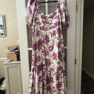 Abercrombie Emerson White and Pink Floral Maxi Dress